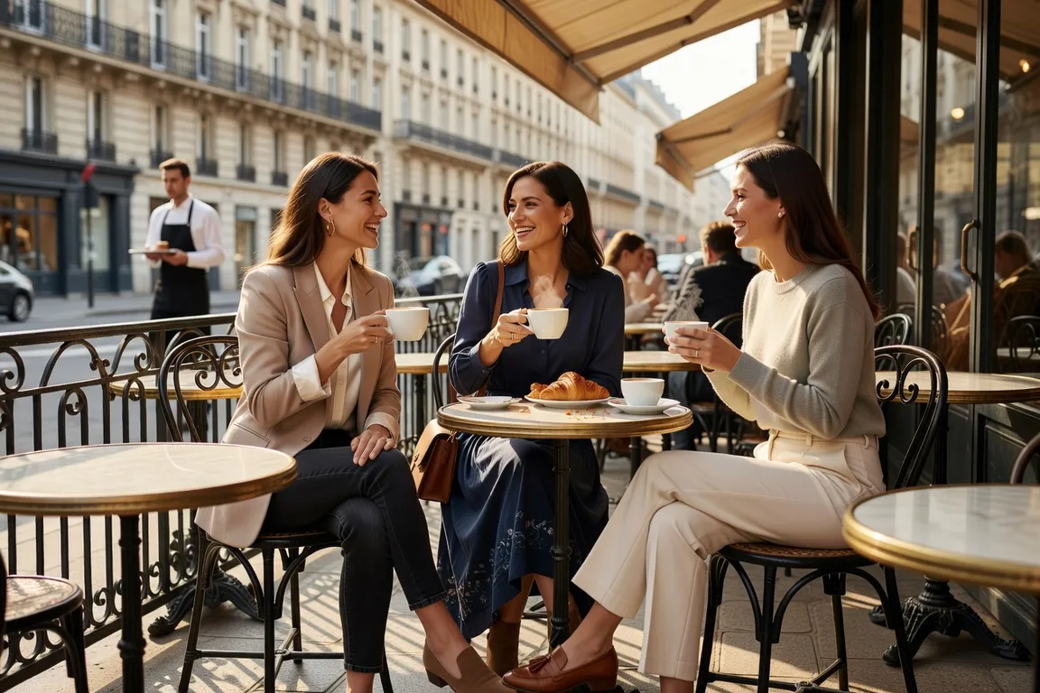 Femmes russes professionnelles à Paris, café terrasse
